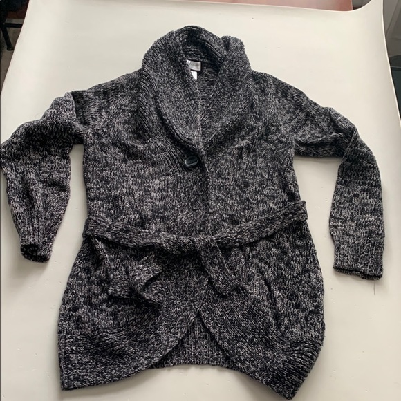 Motherhood Maternity Sweaters - Motherhood Long Black Marble One Button Sweater Size M